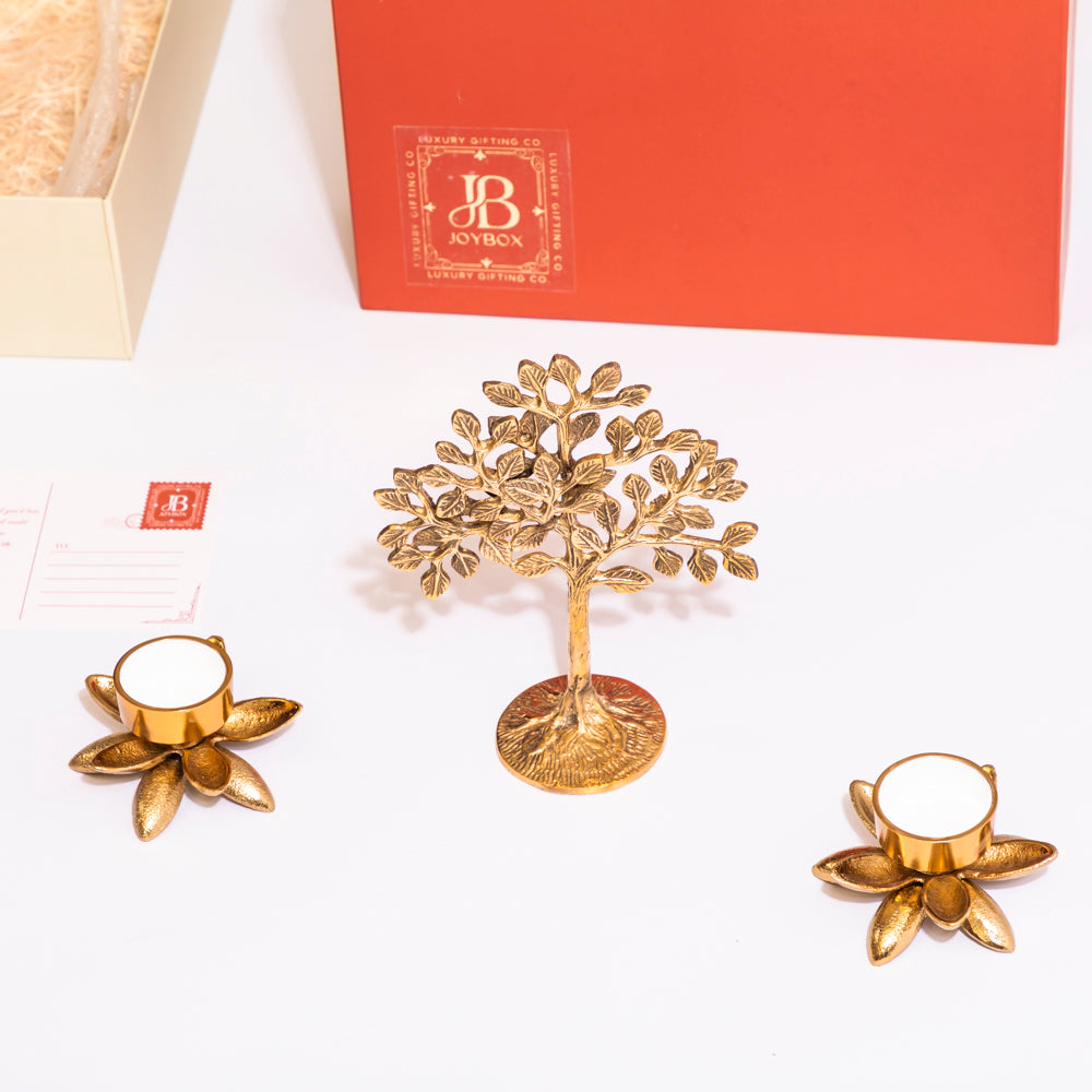 Brass tree of life gift set