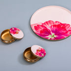 Floral decorative tray with 2 storage jars