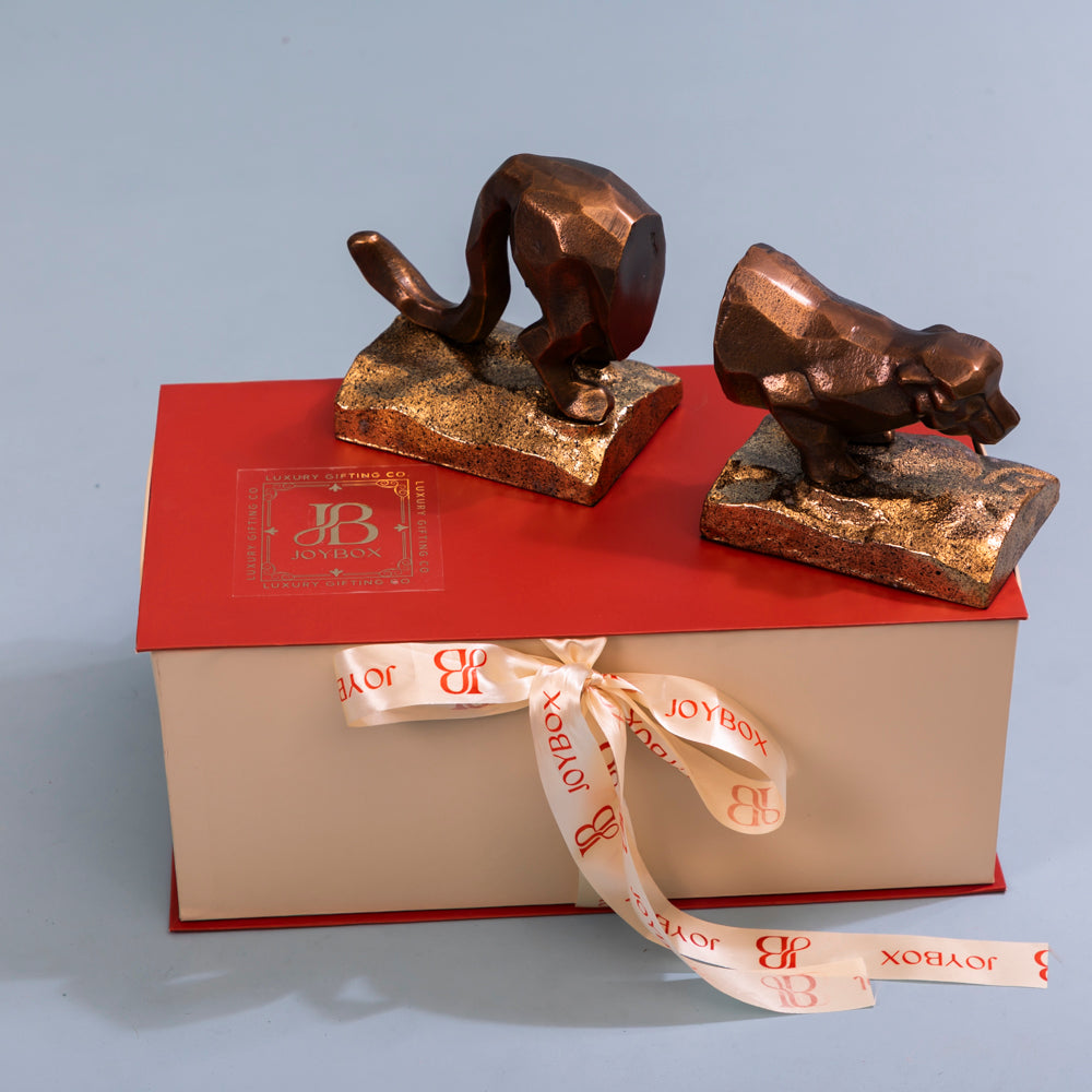 Golden panther bookends