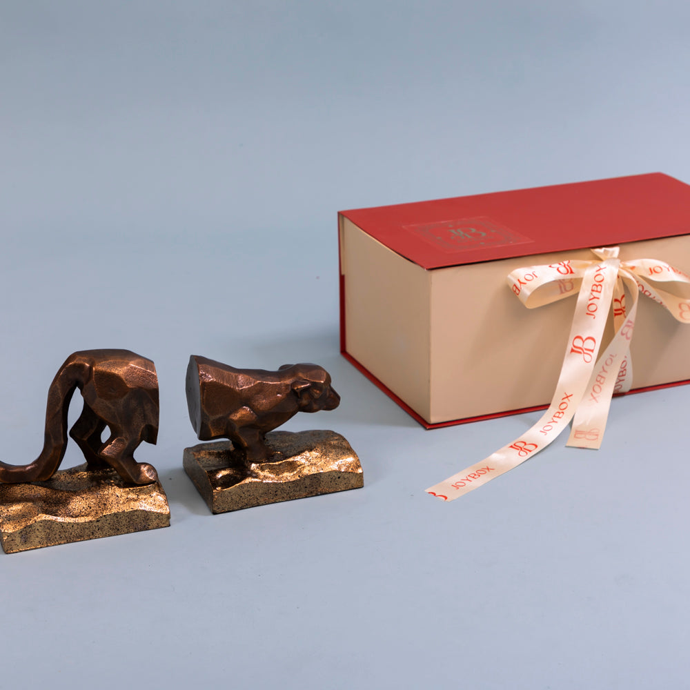Golden panther bookends
