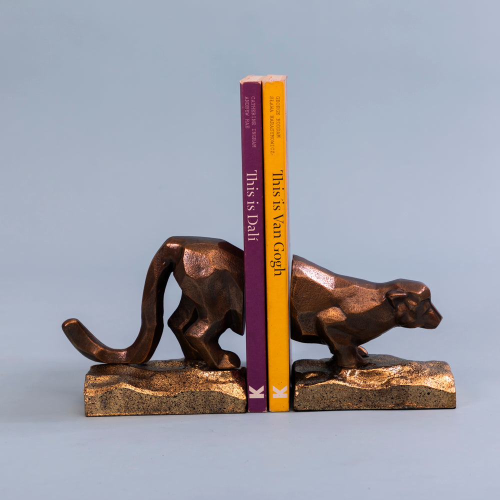 Golden panther bookends