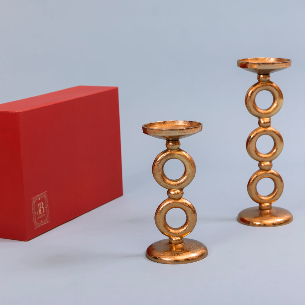 Golden halo candle stand (Set of 2)