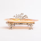 Mother of pearl decorative bowl with metal base