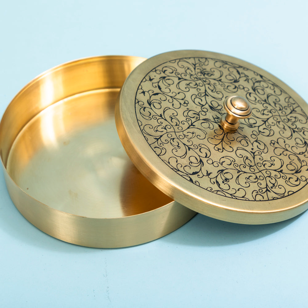 Ornate brass storage box