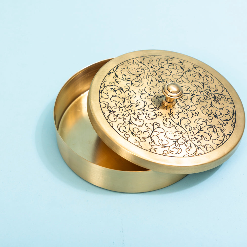 Ornate brass storage box