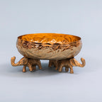 Ornate elephant-base decorative bowl