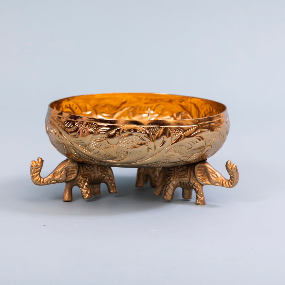 Ornate elephant-base decorative bowl