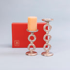 Silver-finish halo candle holder set