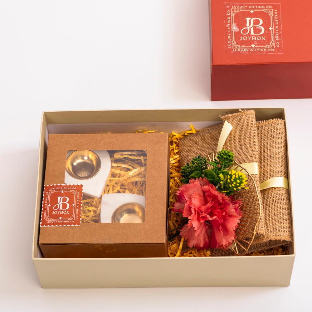 The marble diya & dry fruit gift set